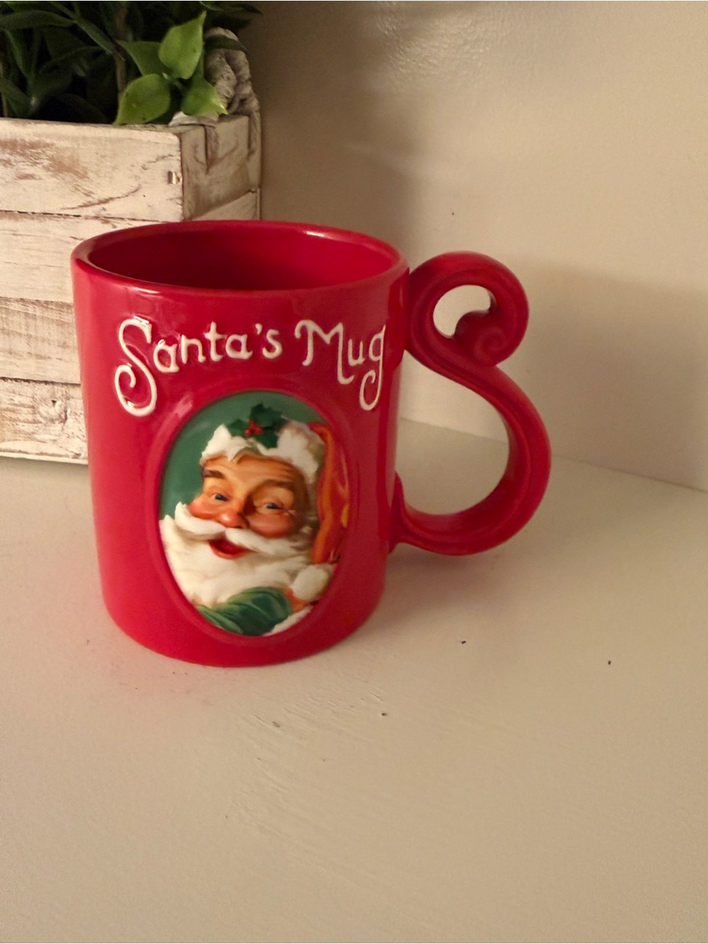 Hallmark Santa’s Mug Christmas Coffee Mug Red Curled Handle Holiday Cocoa Cup